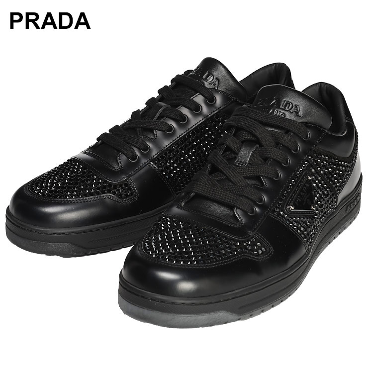 【美品】PRADA クリスタル×レザースニーカー 美品】プラダ レザー スニーカー 37 1/2 ホワイト - メルカリ