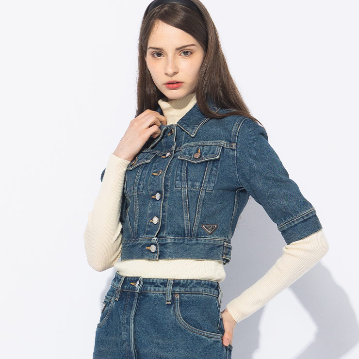 PRADA（プラダ） ウォッシュ加工 タイトフィット 半袖 デニム