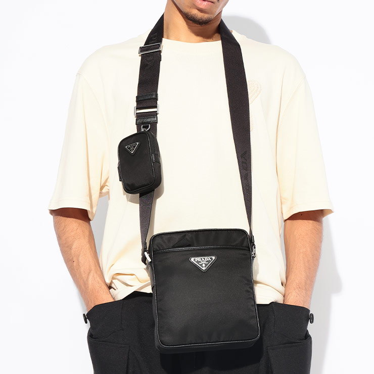 PRADA プラダ Re-Nylon ミニポーチ付き ショルダーバッグ メンズ