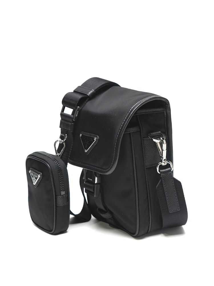 PRADA プラダ Re-Nylon ミニポーチ付き ショルダーバッグ メンズ
