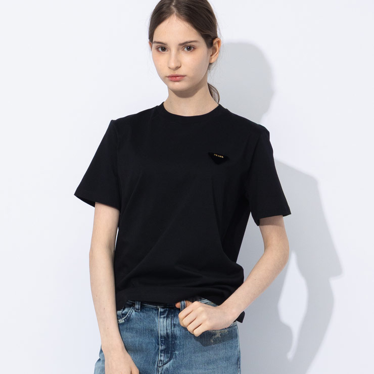 PRADA（プラダ） 半袖 Tシャツ レディース トライアングルロゴ クルー