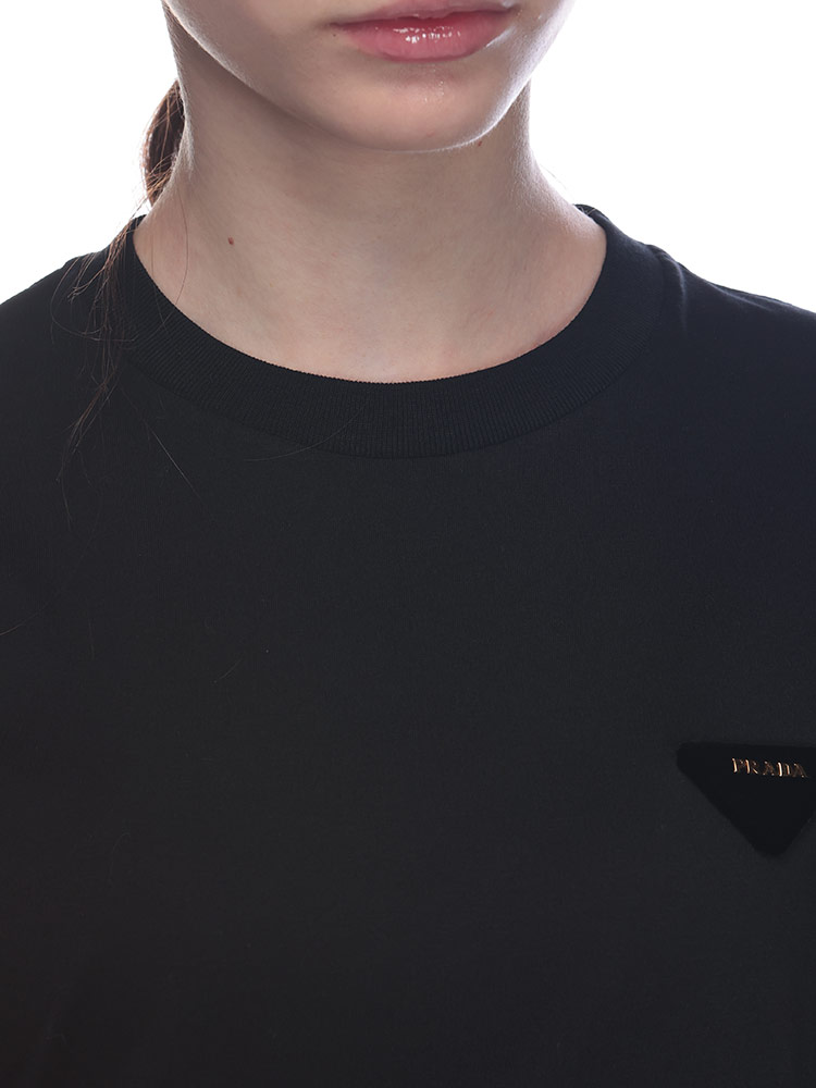 PRADA（プラダ） 半袖 Tシャツ レディース トライアングルロゴ クルー