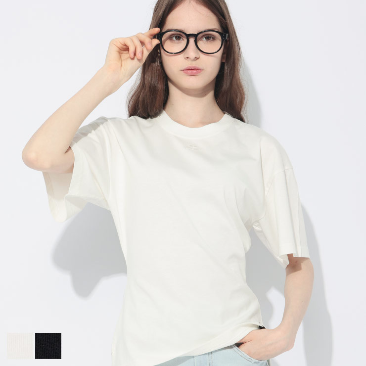 クレージュ courreges 半袖 Tシャツ レディース ウエストシェイプ ワンポイントロゴ COR125JTS168JS1 courreges クレージュ 半袖 Tシャツ レディース ウエスト