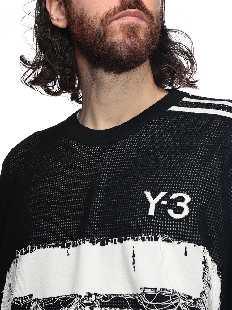 Y-3 ワイスリー ニット メンズ スリーストライプ クルーネック GFX