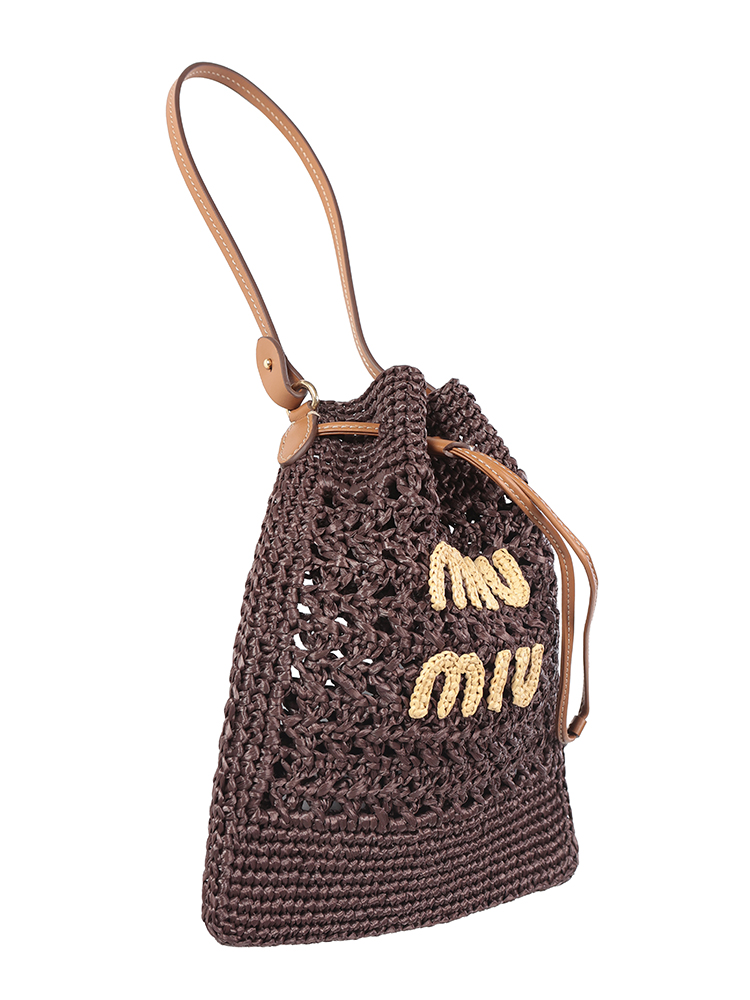 (夏値下げ) miumiu ウーブンファブリックミニバック miu miu（ミュウミュウ） ウーブンファブリック ミニバッグ
