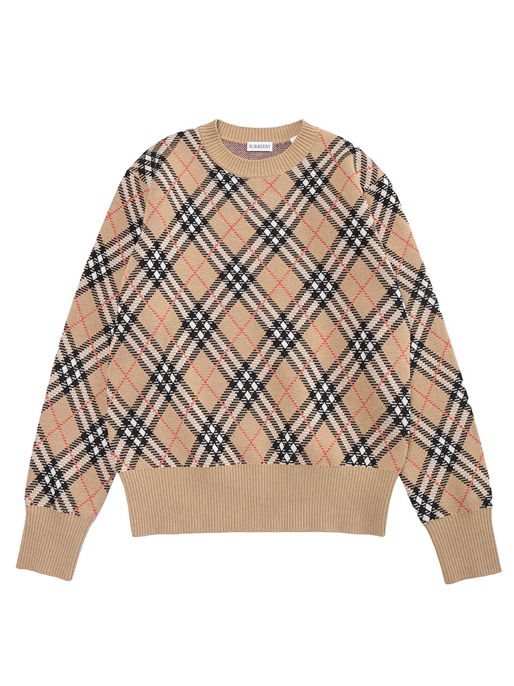 BURBERRY チェック柄ニット XL BURBERRY（バーバリー） エンブロイダード チェック クルーネック