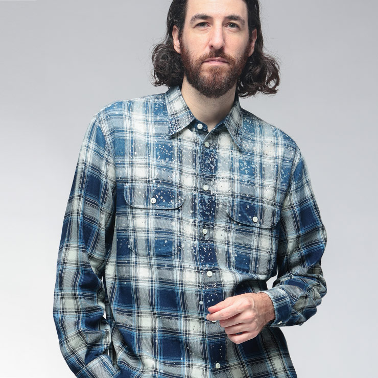 【✨美品】DSQUARED2チェックシャツドッキング ニット／ディースクエアード DSQUARED2（ディースクエアード） シャツ 長袖 トップス メンズ ライン