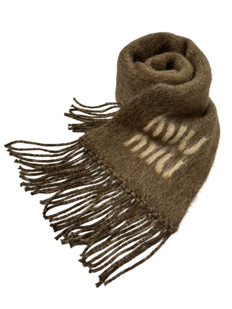 miu miu（ミュウミュウ） マフラー レディース ストール モヘヤ ロゴ