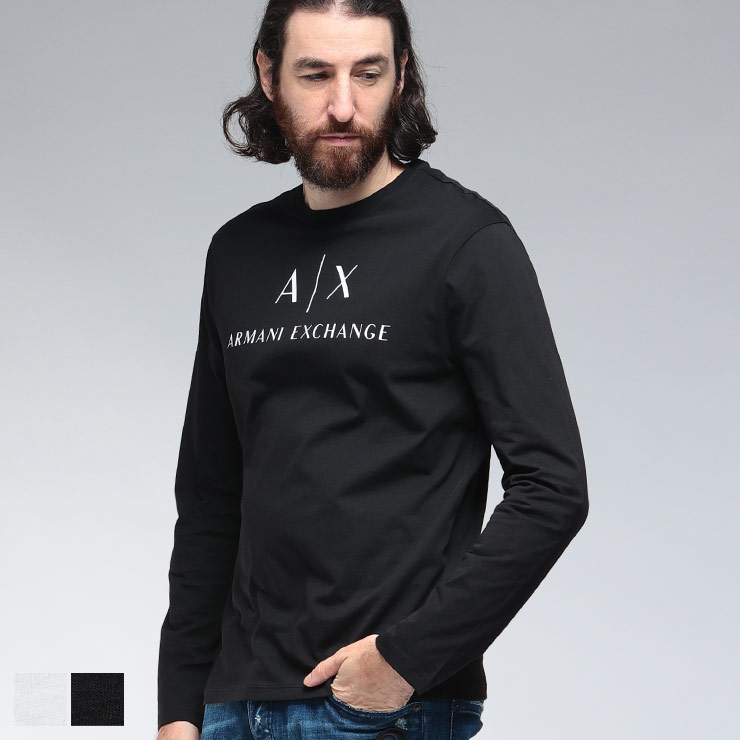 旧作お買い得セール！ ARMANI EXCHANGE A/X アルマーニエクスチェンジ Tシャツ メンズ 長袖 クルーネック コットン 綿100％ ロンT 6DZTH4 ZJA5Z ブラック ARMANI EXCHANGE アルマーニ エクスチェンジ メンズ ロンT ロゴ