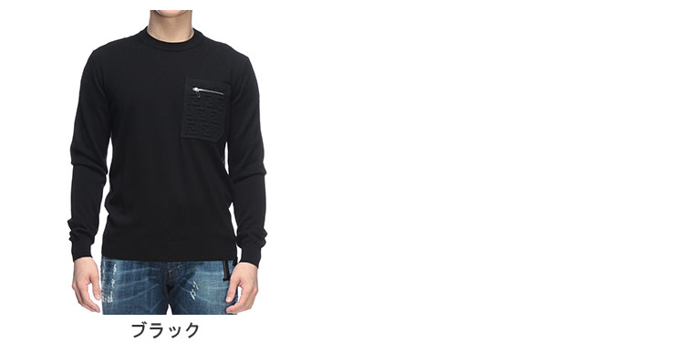 FENDI（フェンディ） ニット メンズ ロゴ ジップ ズッカ柄 ポケット