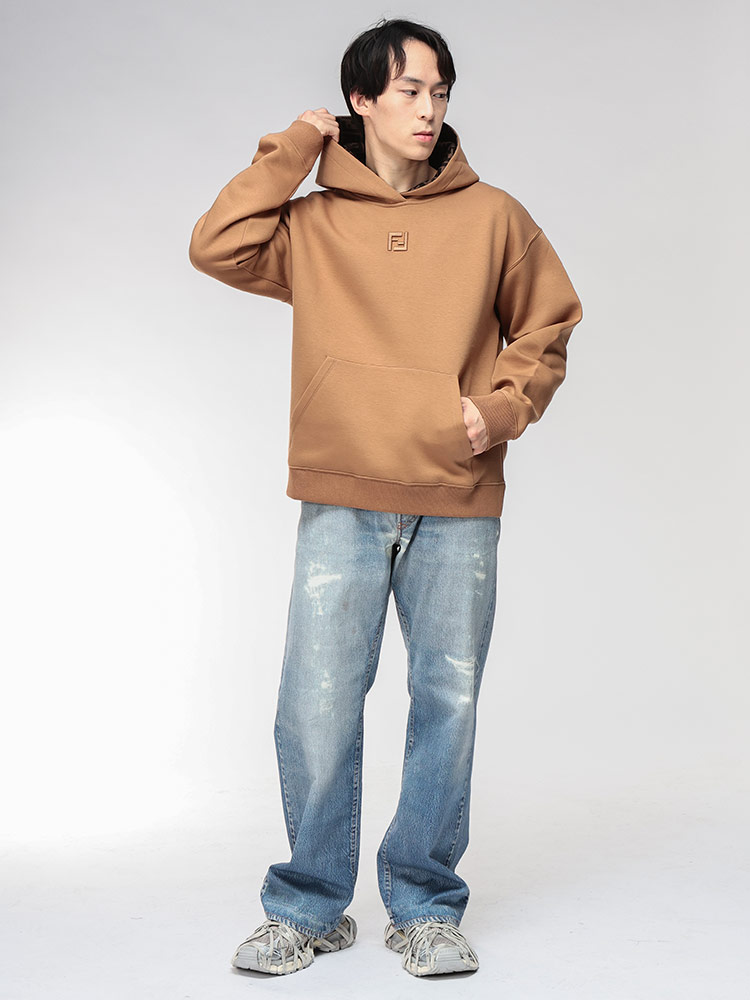 FENDI フェンディ　オーバーサイズパーカーワンピース　トレーナー　ロゴ刺繍 FENDI フェンディ オーバーサイズパーカーワンピース トレーナー ロゴ