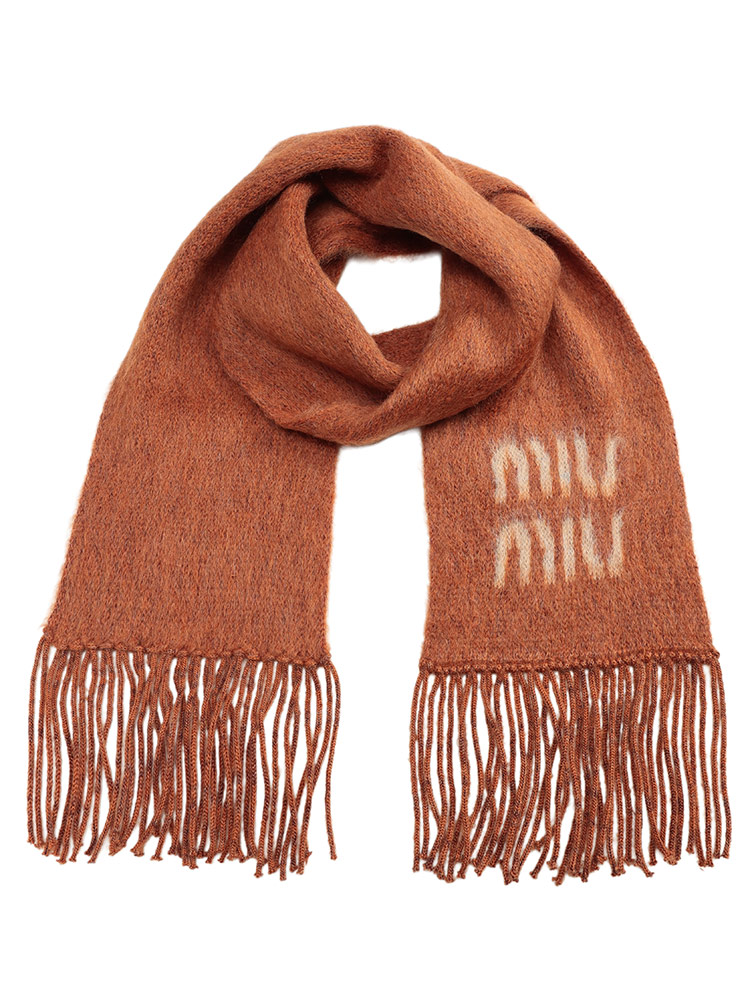 miu miu（ミュウミュウ） マフラー レディース ストール モヘヤ ロゴ