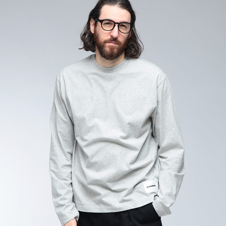 JIL SANDER（ジルサンダー） ロンT メンズ ロゴ タグ クルーネック