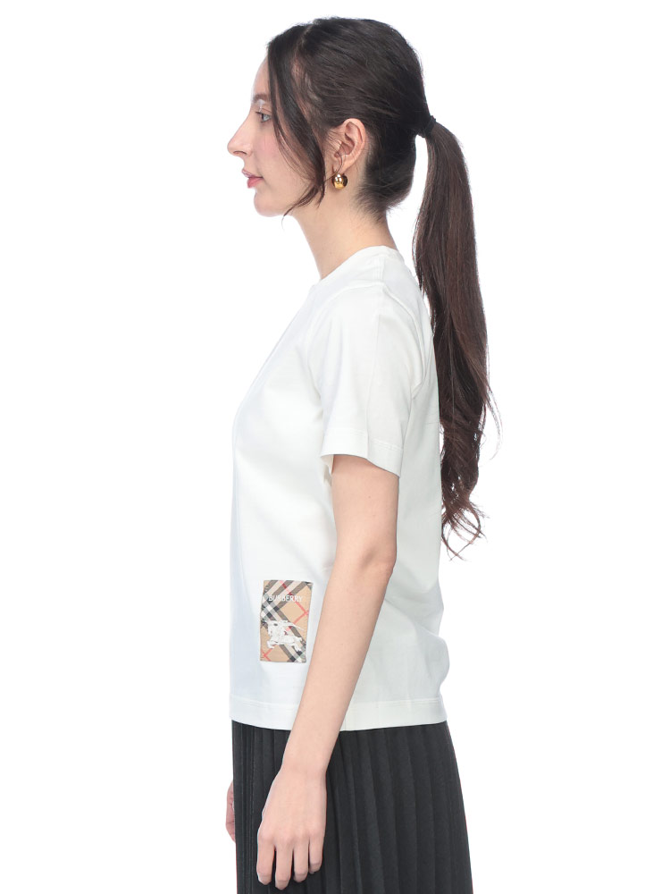 バーバリー　半袖Tシャツ　サイドノバチェック　ホワイト　S 8080856 バーバリー 半袖Tシャツ サイドノバチェック ホワイト S 8080856