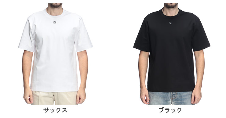 FENDI（フェンディ） メンズ Tシャツ 半袖 ロゴ ワンポイント クルー