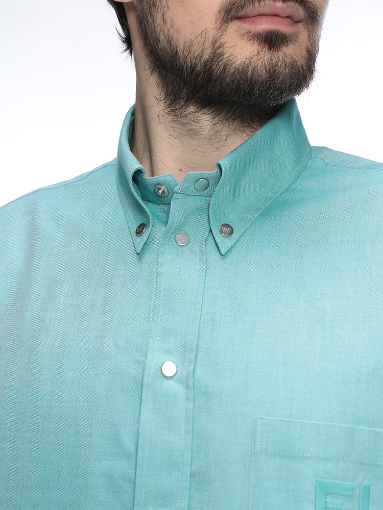 FENDI（フェンディ） メンズ シャツ 長袖 胸ロゴ ポケット ボタン