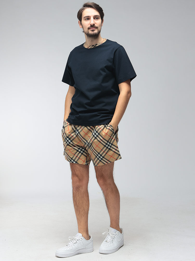 BURBERRY（バーバリー） メンズ Tシャツ 半袖 チェック切り替え クルー