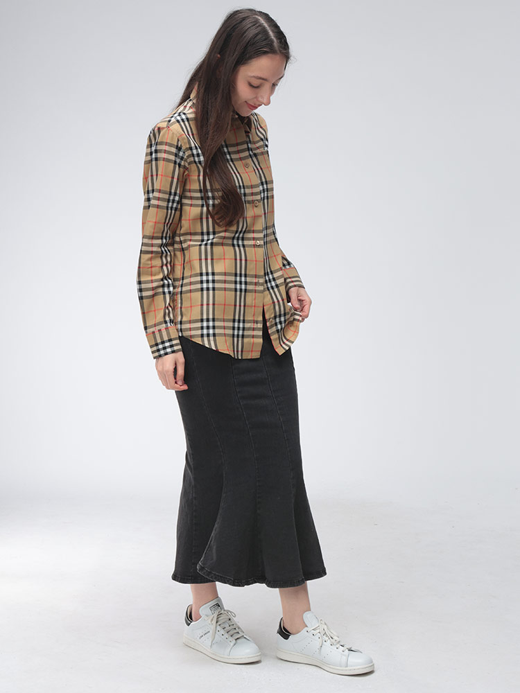BURBERRY（バーバリー） レディース シャツ 長袖 ロゴ チェック柄 胸