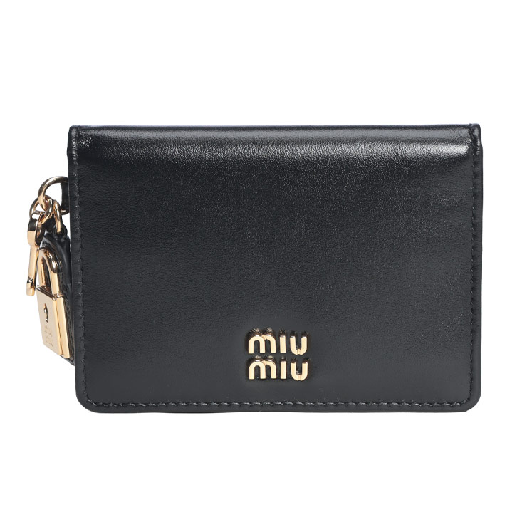 miu miu（ミュウミュウ） レディース カードケース ロゴ レザー ロック
