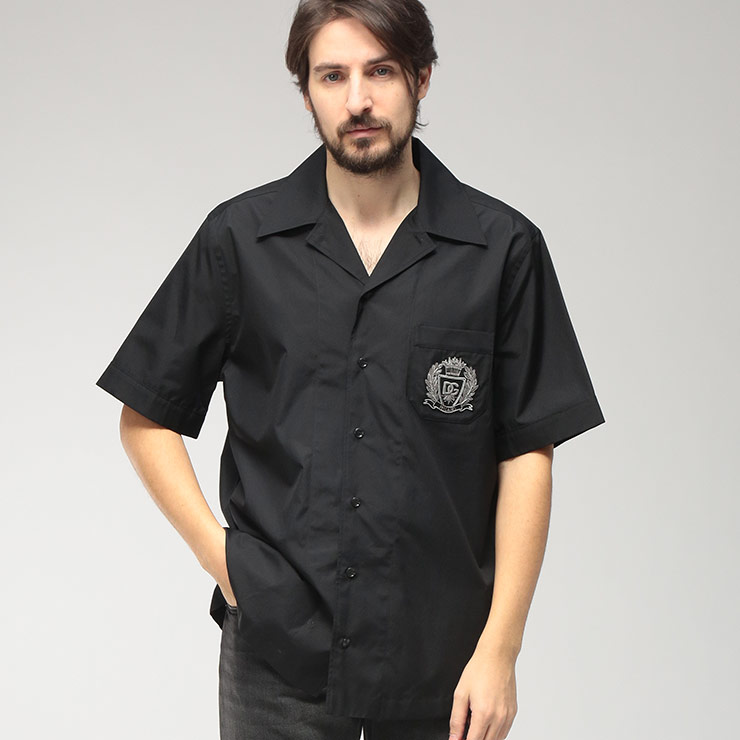 入手困難✨ ドルチェアンドガッバーナ 半袖シャツ ポロシャツ 柄シャツ 黒色系 Dolce＆Gabbana】【イタリア製】【ドルガバ】【トップス】ドルチェ