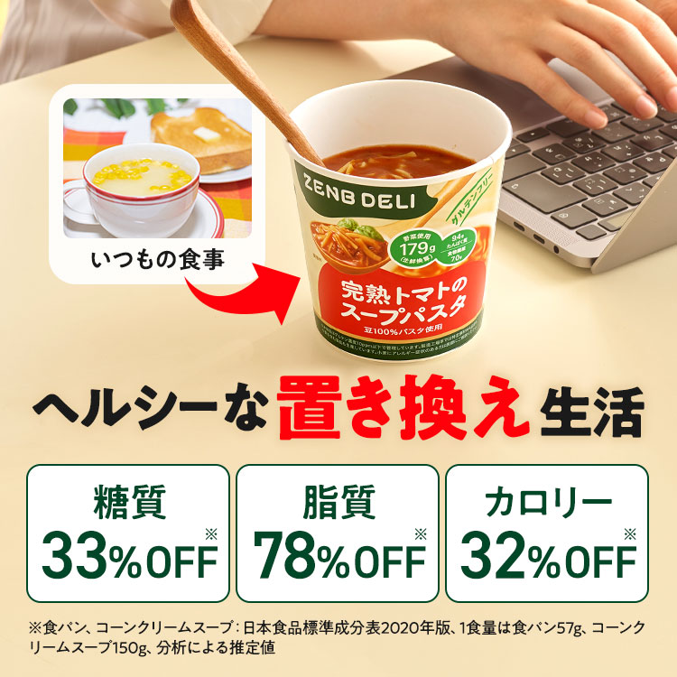 ZENB（ゼンブ） カップ スープパスタ 12個（完熟トマト） グルテン