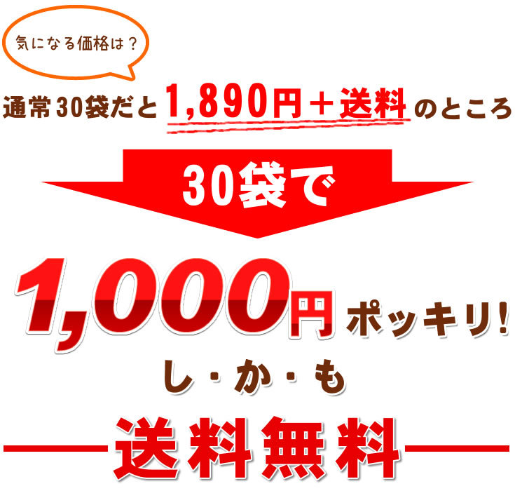 30袋で1000円ポッキリ！しかも送料無料!!