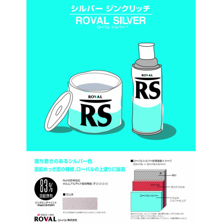 ROVAL ローバルシルバー スプレー 420ml RS-420ML【ローバル さび止め 錆止め】｜zenzaemon-tools｜02