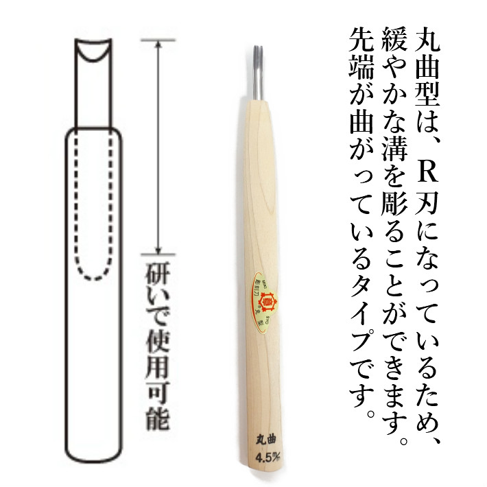 三木章刃物本舗 三代三木章作 安来鋼 彫刻刀 丸曲型 4.5mm【ネコポス】 関連画像2