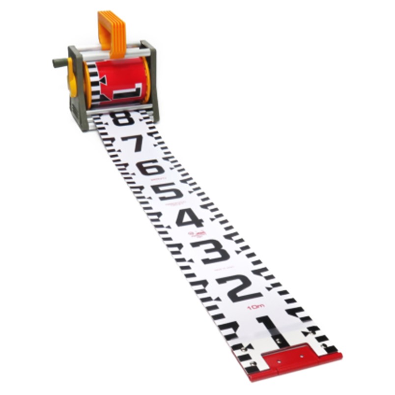 ヤマヨ測定機 現場記録写真用巻尺 120mm幅 リボンロッドケース入り 10m [表裏1m間隔] R12A10S【建設 建築 土木 記録 写真 ロッド 赤白】｜zenzaemon-tools