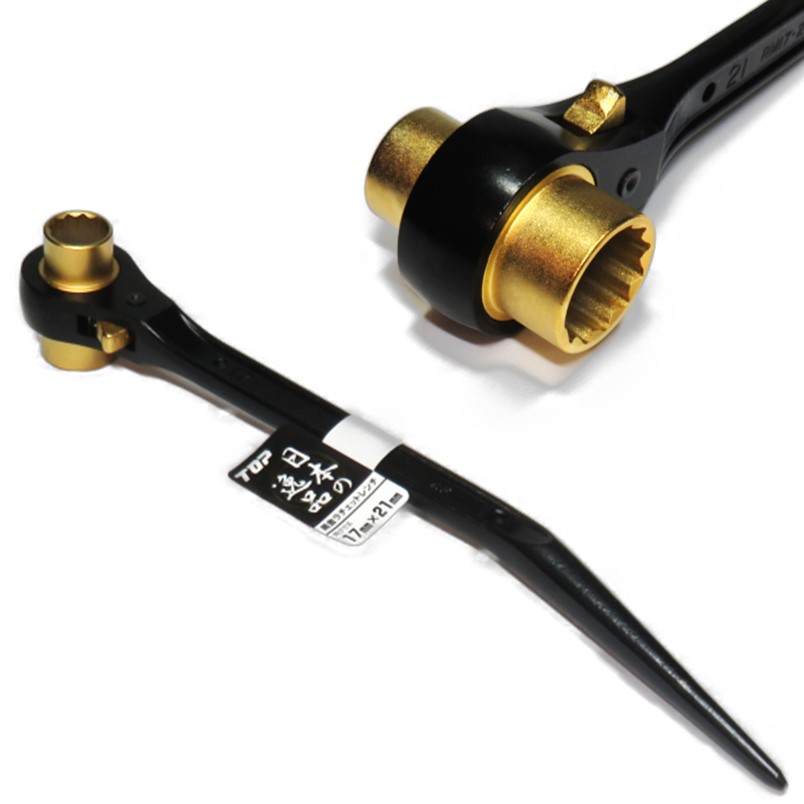 シングルプレート　D.D工房オリジナルチェーン ラチェット　差し金等 トップ工業 黒金ラチェットレンチ 17×21 RM-17×21N-BTBG【鳶仕様