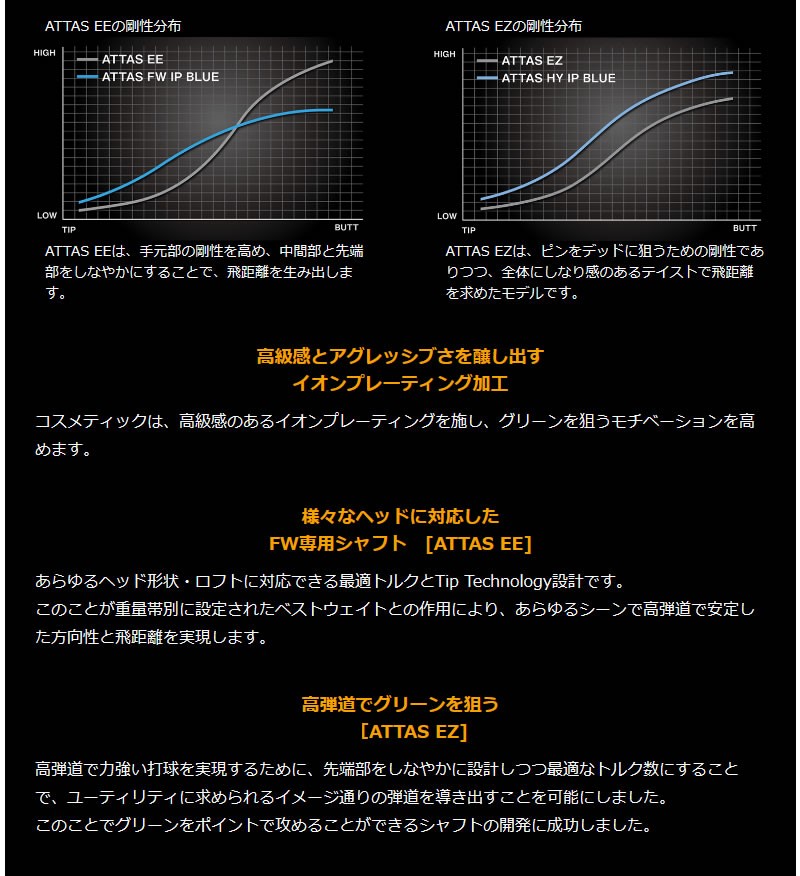 USTマミヤ ATTAS EE FW専用シャフト 335 アッタスEE - 通販 - zlote