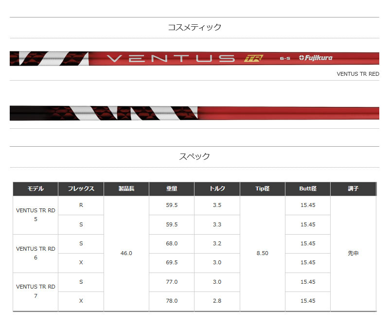 Fujikura フジクラ VENTUS TR RED ベンタス TR レッド 日本仕様 ドライバーシャフト ゴルフシャフト :  2303h000040090 : ゼロステーション - 通販 - Yahoo!ショッピング