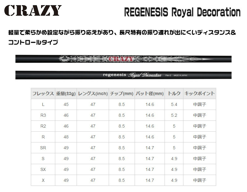 当店で組立 コブラ スリーブ付きシャフト CRAZY クレイジー REGENESIS