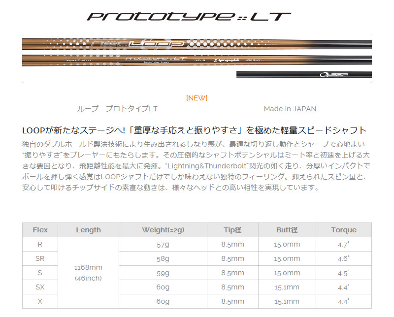 LOOP PROTOTYPE LT ドライバー用　スリクソンスリーブ付 SRIXON スリクソン スリーブ付きシャフト シンカグラファイト