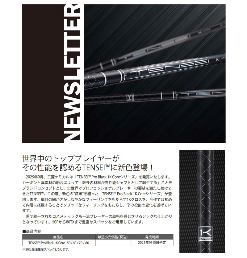 三菱（MITSUBISHI） 三菱ケミカル TENSEI Pro Black 1K Core テンセイ