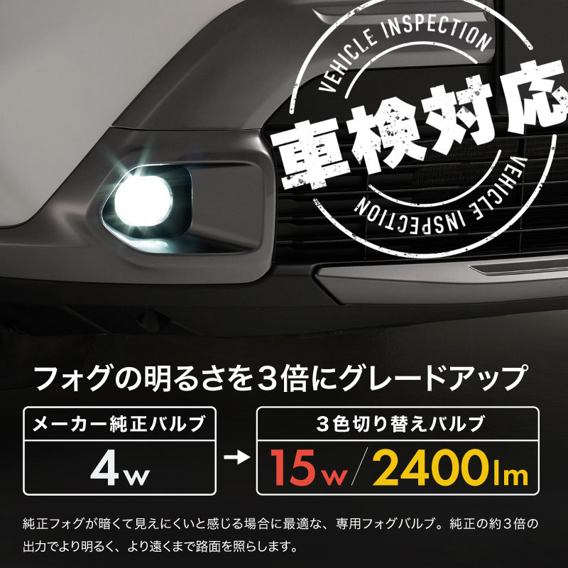 ルーミー 後期 フォグランプ LED L1B 3色切替 爆光 黄色