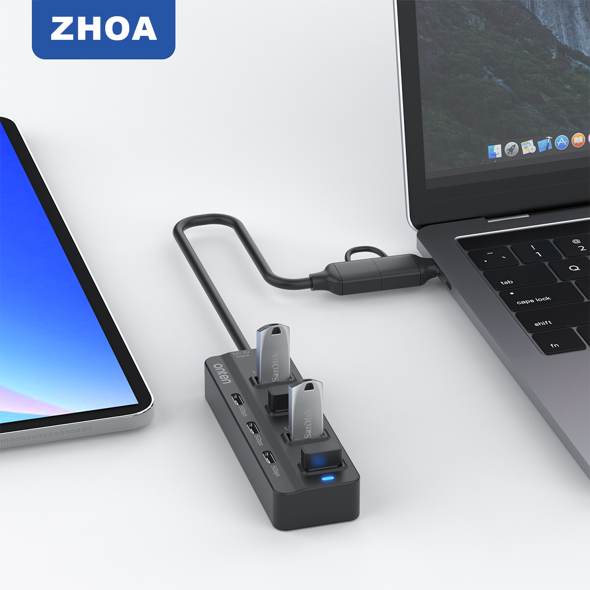 USBハブ 7ポート USB-A 3.0×4 USB-C×3 USB-C×1(DC 5V input) 2in1