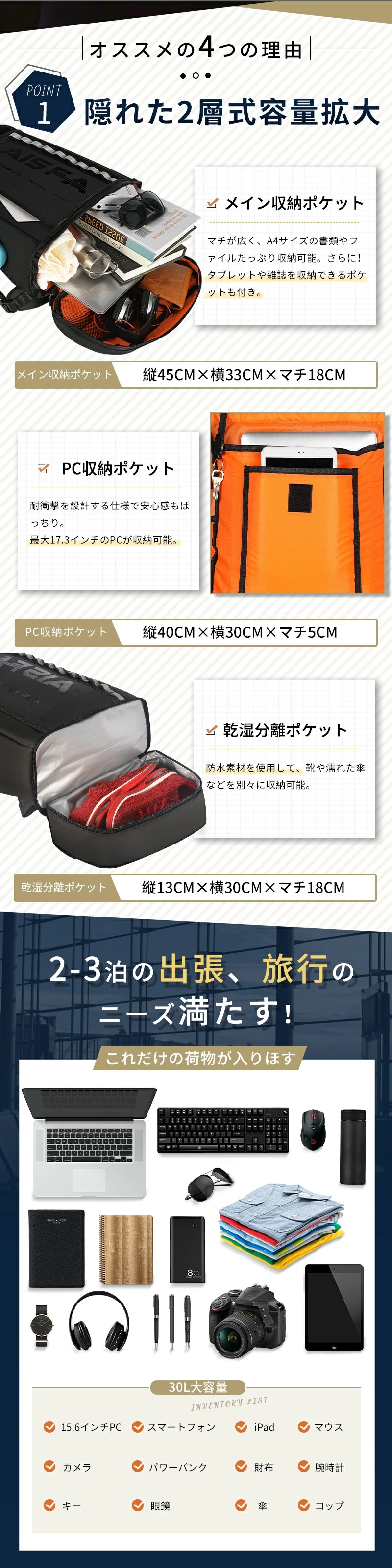 バッグ レディース メンズ バッグインバッグ バッグハンガー 収納 バッグ用 リュック アウトドア