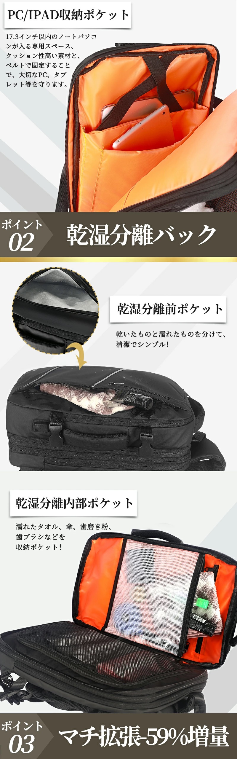ビジネスリュック メンズ リュック BAG リュックサック PC デイパック