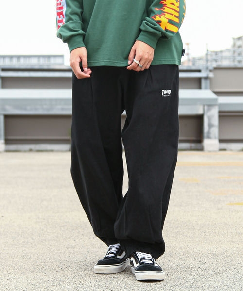 パンツ メンズ THRASHER ワイドパンツ デニム カツラギ ルーズ
