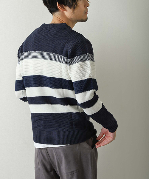 セーター メンズ ニット 編み柄 ボーダー クルーネック プルオーバー ファッション 売れ筋がひ セーター メンズ ニット 編み柄 ボーダー クルーネック プルオーバー ファッション 売れ筋がひ