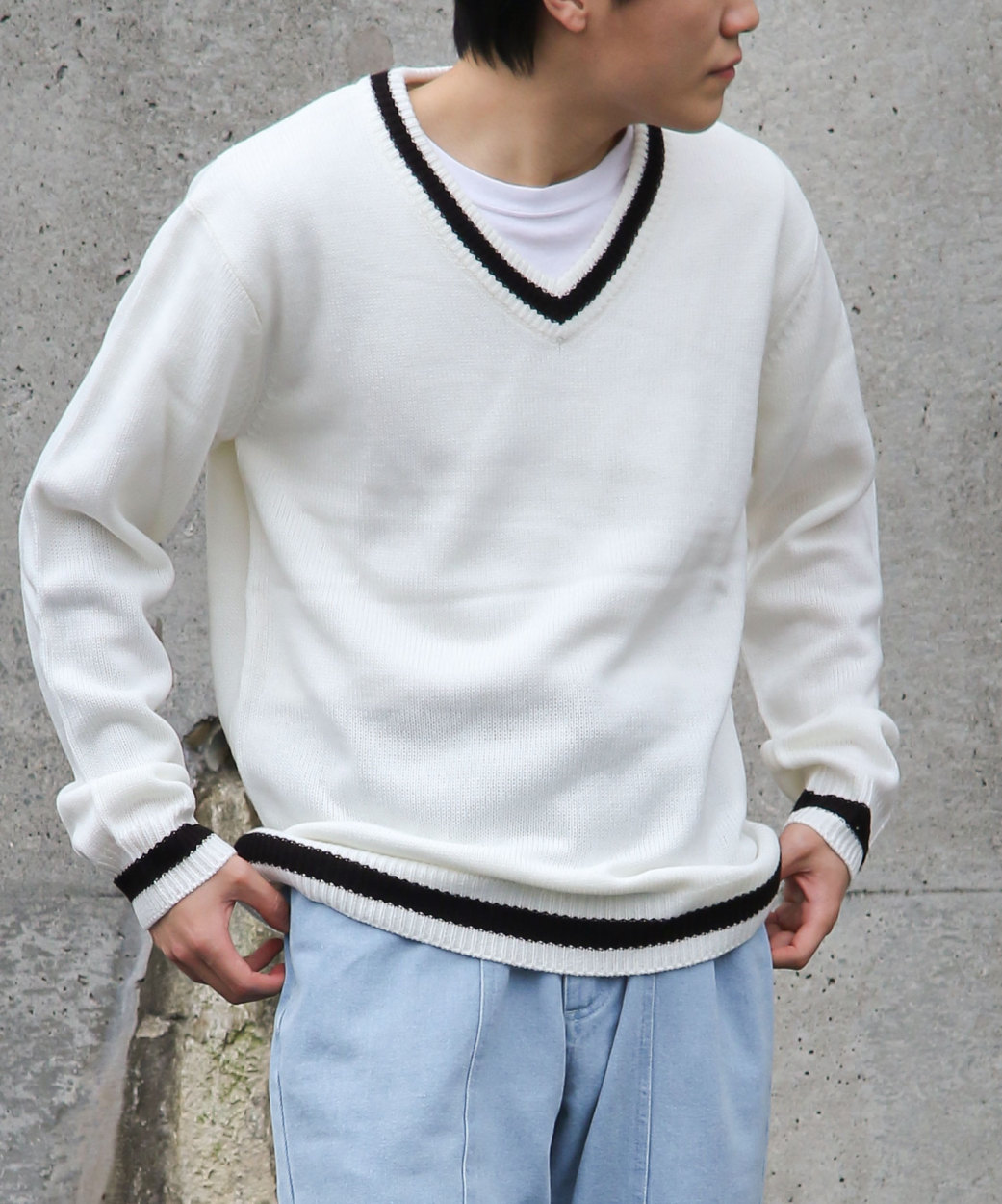 Vネックニット メンズ ニット セーター Vネック チルデンセーター ライン柄 ファッション Zip 通販 Paypayモール Vネックニット メンズ ニット セーター Vネック チルデンセーター ライン柄 ファッション Zip 通販 Paypayモール