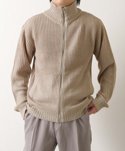 ニット メンズ ドライバーズニット ジップアップ セーター 無地 あぜ編み ファッション 77 以上節約