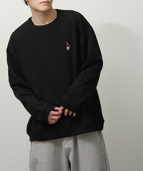 トレーナー メンズ スウェット ワンポイント ロゴ刺繍 くまちゃん ファッション (115-7201)