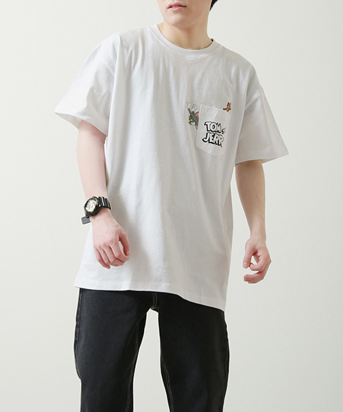 Tシャツ メンズ 半袖 半袖tシャツ プリントtシャツ ポケット イラスト トム ジェリー ファッション Zip 通販 Paypayモール