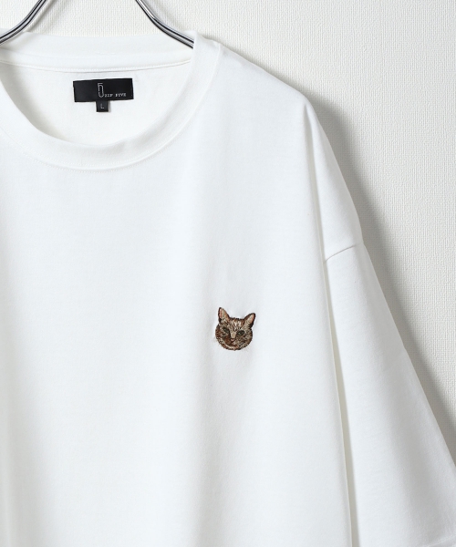 Tシャツ メンズ 半袖 ワンポイント ロゴ刺繍 動物 アニマル 犬 猫 クマ ファッション (141...