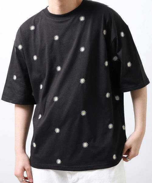 Tシャツ メンズ カットソー 半袖 花柄 フラワー ロゴ刺繍 ビッグシルエット ファッション (161927) ＃｜zip｜04