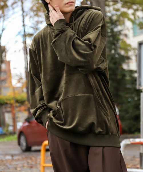 プルオーバーパーカー メンズ パーカー プルパーカー ファーベロア  