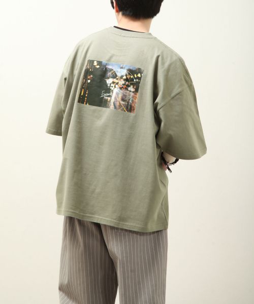 Tシャツ メンズ カットソー 半袖Tシャツ 半袖 フォトイラスト フォトプリント バックプリント ビッグシルエット オーバーサイズ (21005-11yz)｜zip｜03