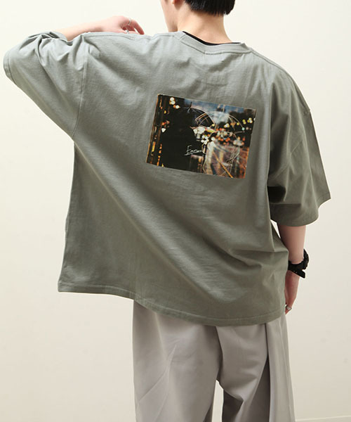 Tシャツ メンズ カットソー 半袖Tシャツ 半袖 フォトイラスト フォトプリント バックプリント ビッグシルエット オーバーサイズ (21005-11yz)｜zip｜05